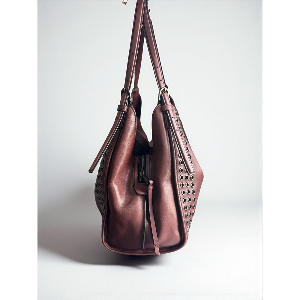Coach Madison Grommet Studded Carlyle 32401 Brick Red Leather Handbag Hobo Bag - Picture 2 of 8